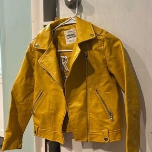 Zara kids size 10 mustard faux leather jacket.